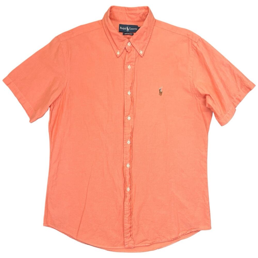 Polo Ralph Lauren Men’s L Custom Fit Short Sleeve Button Shirt Peach Coral